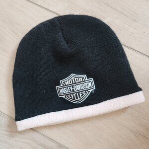 Harley Davidson Pink & Black Fleece Lined Winter Knit Beanie Hat One Size